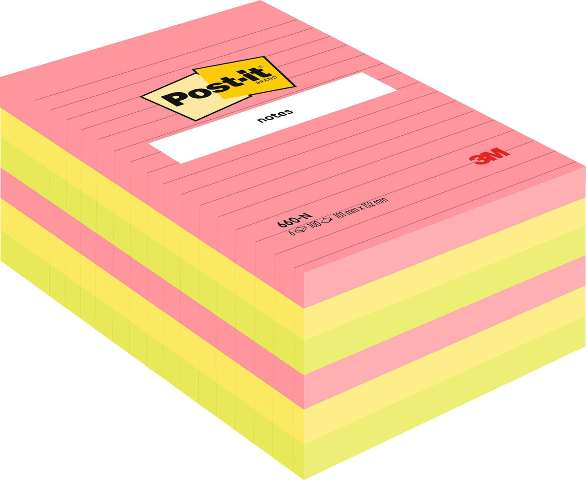 Post-it Large Notes, Assorted Neon Colou