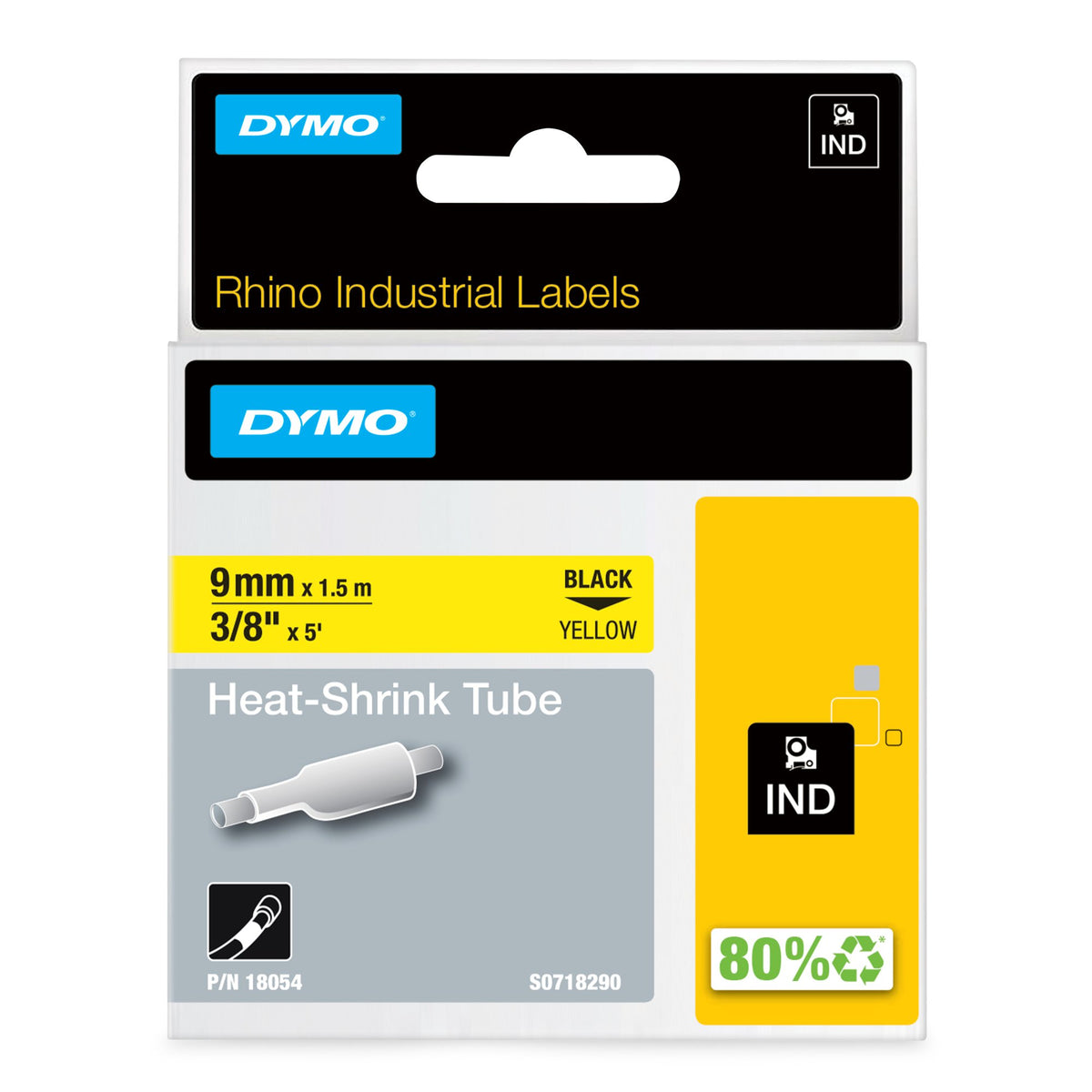 Dymo 18054 (S0718290) Bk/Yw 9mmx1.5m