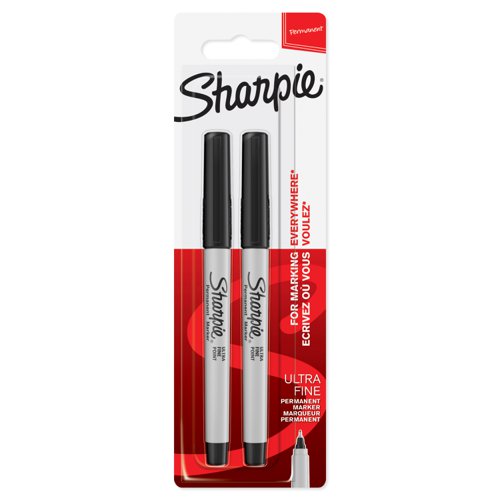 Sharpie Permanent Marker Ultra Fine Tip 0.5mm Line Black (Pack 2) - 1985878