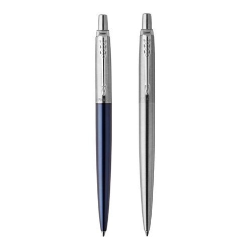 PARKER Jotter London Duo Discovery Pack Royal Blue Barrel Ballpoint Pen with Blue Ink and Stainless Steel Barrel Gel Ink Pen with Black Ink - 2033156