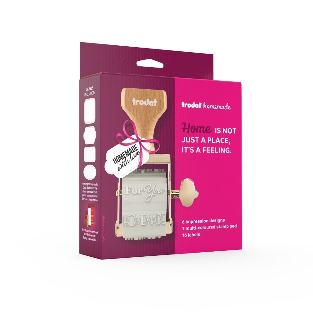 Trodat Homemade Stamp Set with Multi-Coloured Ink Pad and 16 Assorted Label Stickers - 205071