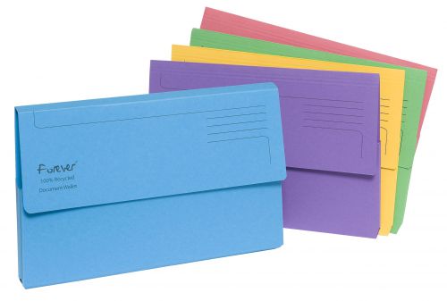 Exacompta Forever Document Wallet Manilla Foolscap Half Flap 300gsm Assorted (Pack 25) 211/5000Z