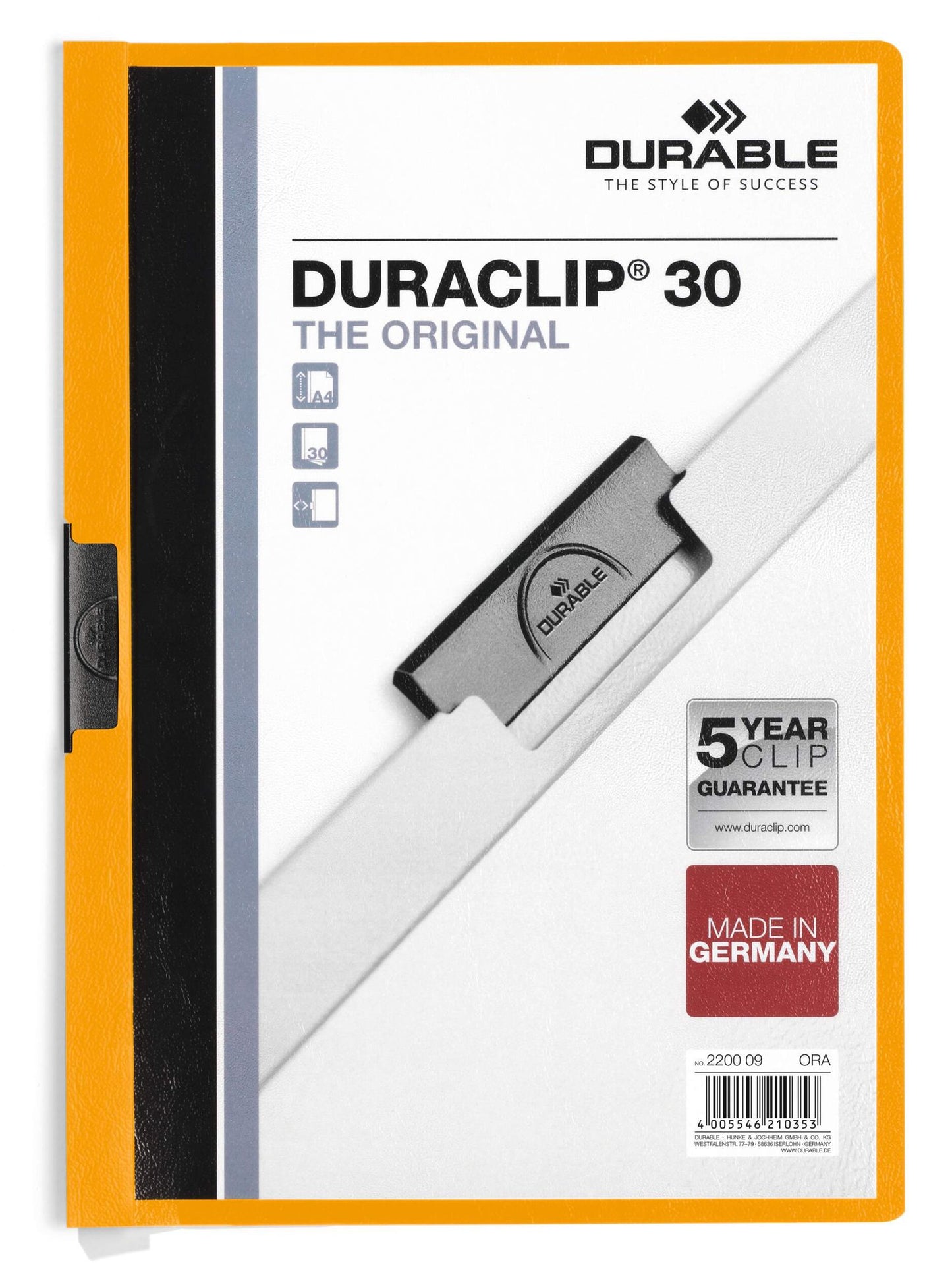 Durable DURACLIP 30 A4 Folder Orange (25)