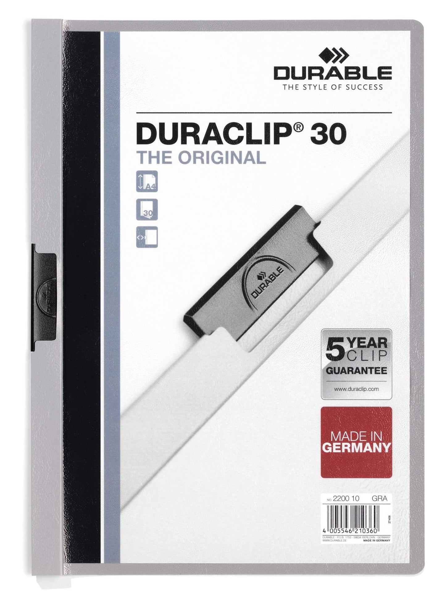 Durable DURACLIP 30 A4 Folder Grey (25)