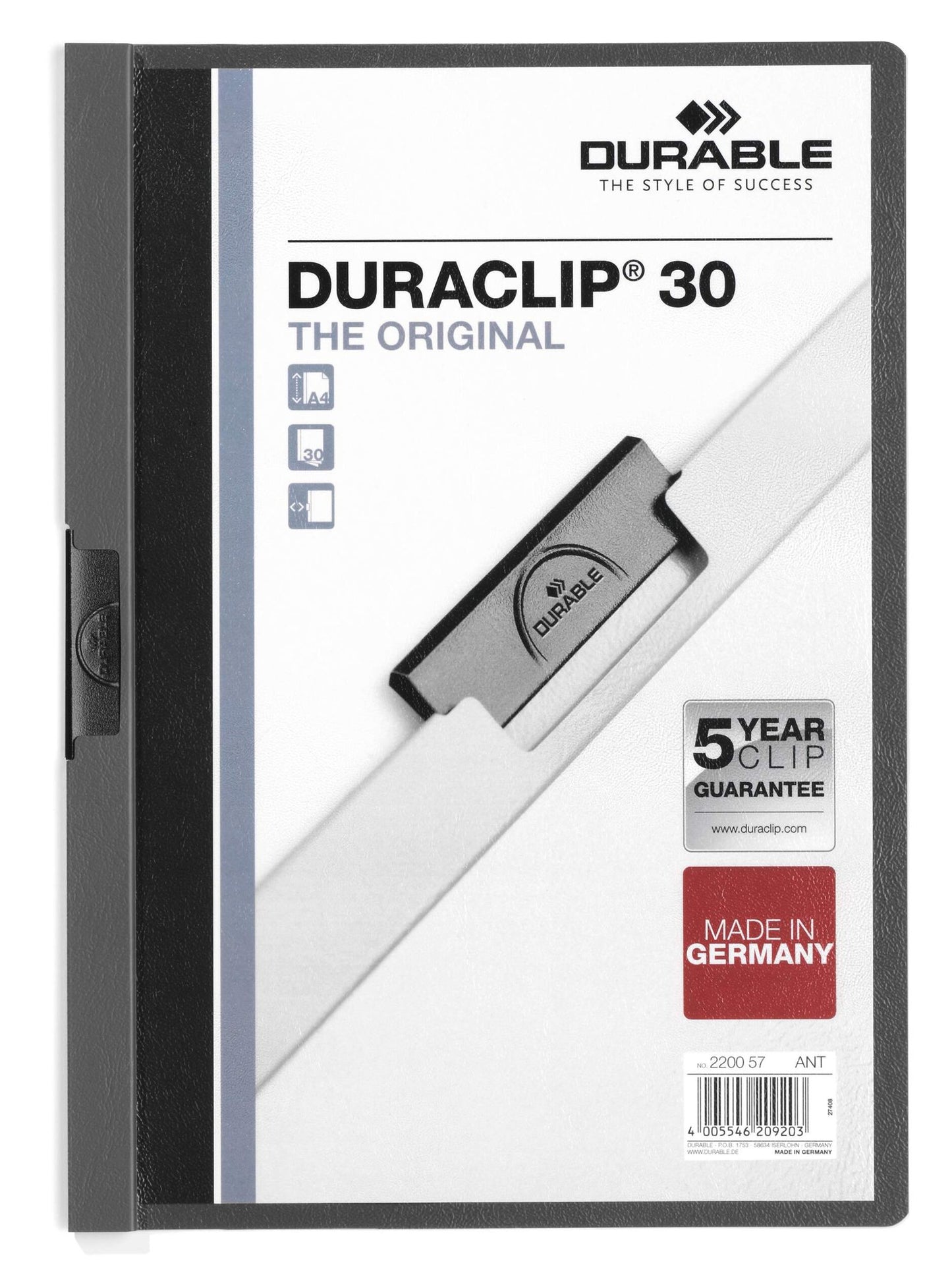 Durable DURACLIP 30 A4 Folder Anthracite (25)