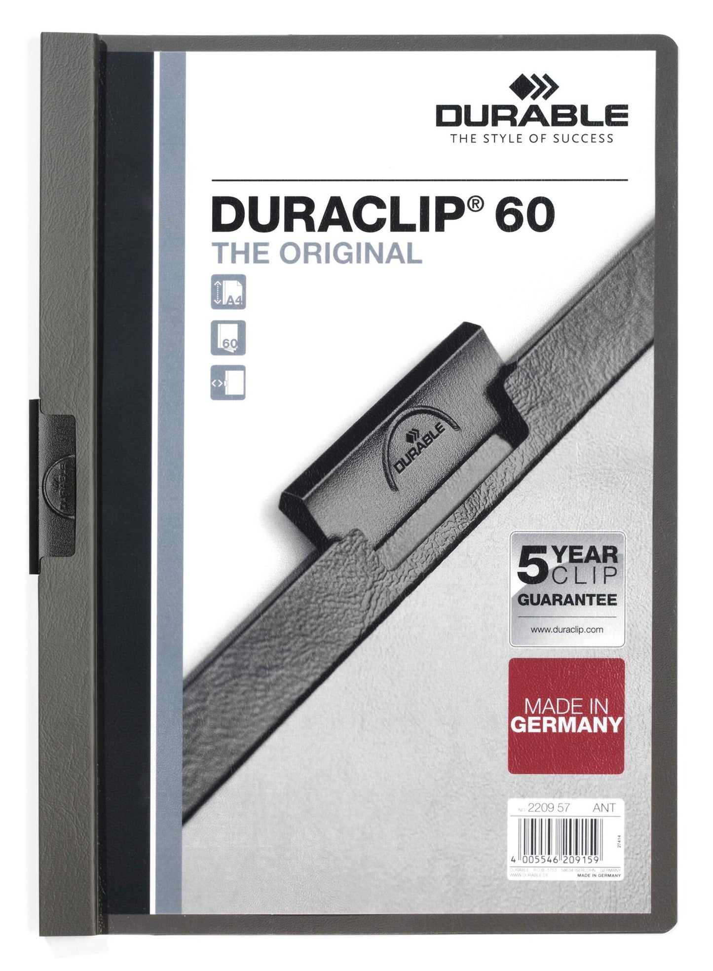 Durable DURACLIP 60 A4 Folder Anthracite (25)