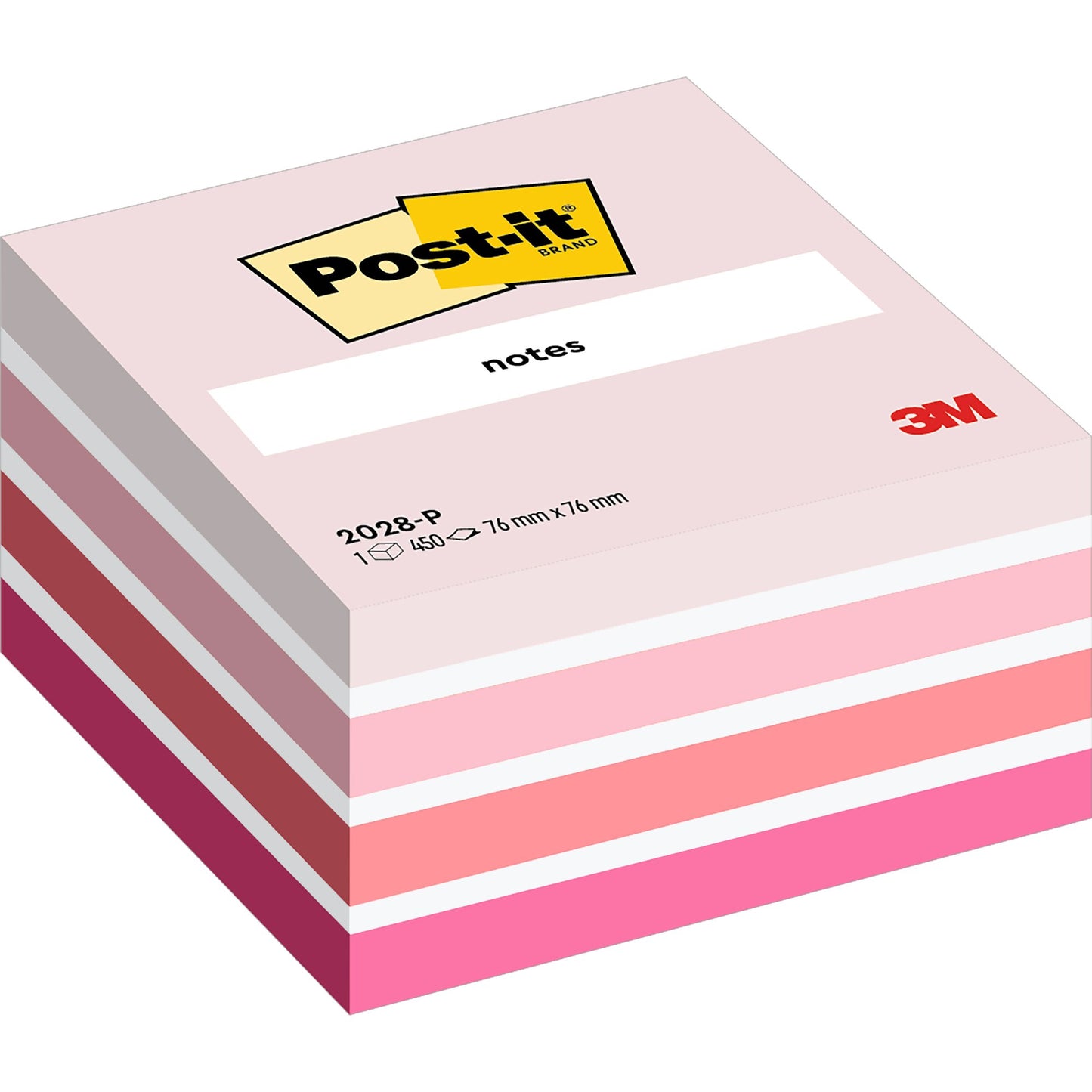 Post-it® Notes Cube Pink 76 mm x 76 mm 450 Sheets/Pad 1 Pad/Pack 100% PEFC SGSCH-PEFC-COC-110078