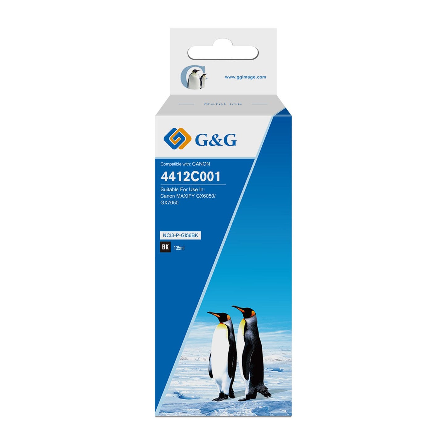 Comp Canon G+G GI-56BK Black Ink Bottle 4412C001 135ml Ink 4800 Pages