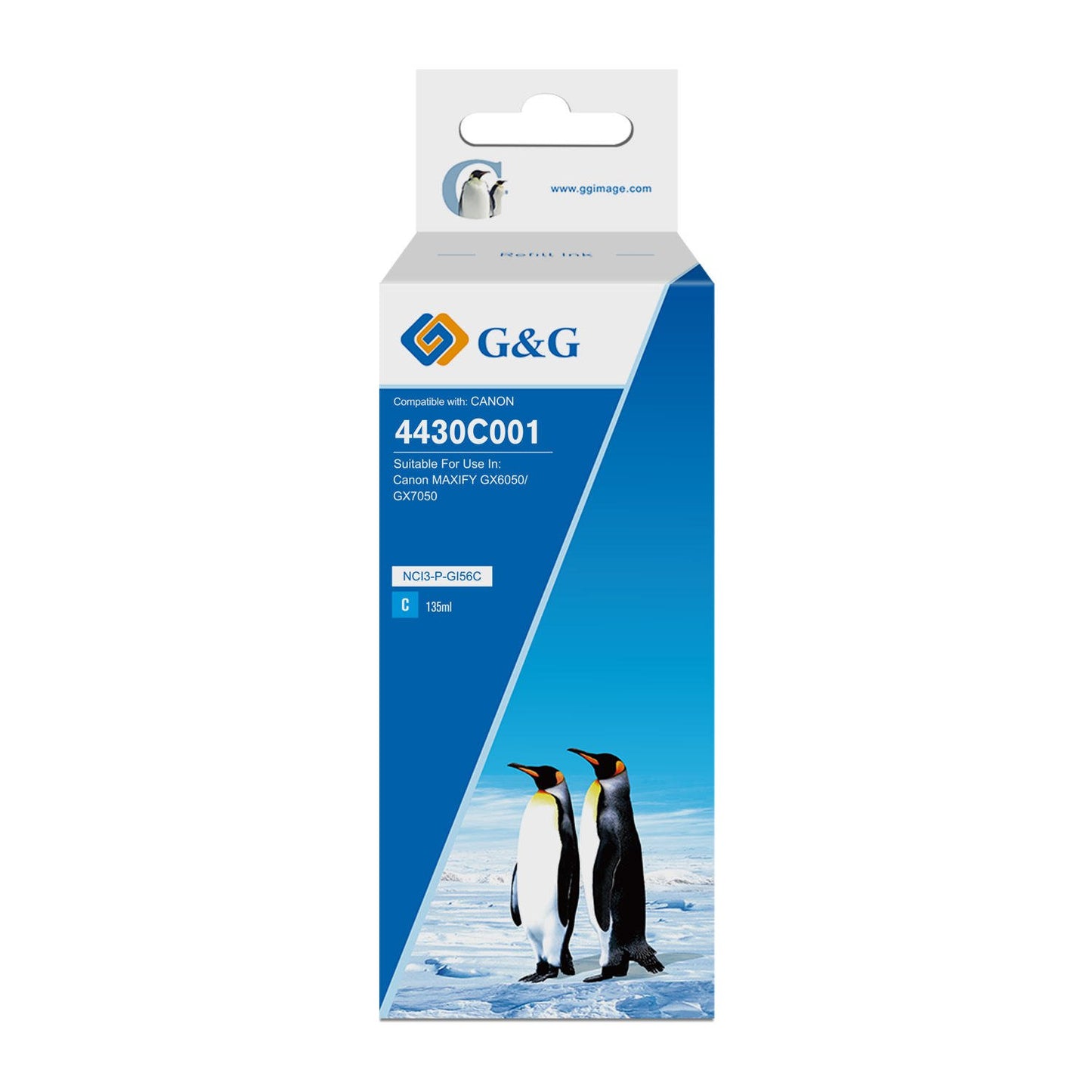 Comp Canon G+G GI-56C Cyan Ink Bottle 4430C001 135ml Ink 14000 Pages