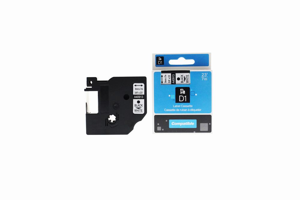 Comp Dymo LM100 Labelling Tape Cassette 40913 S0720680 Black on White