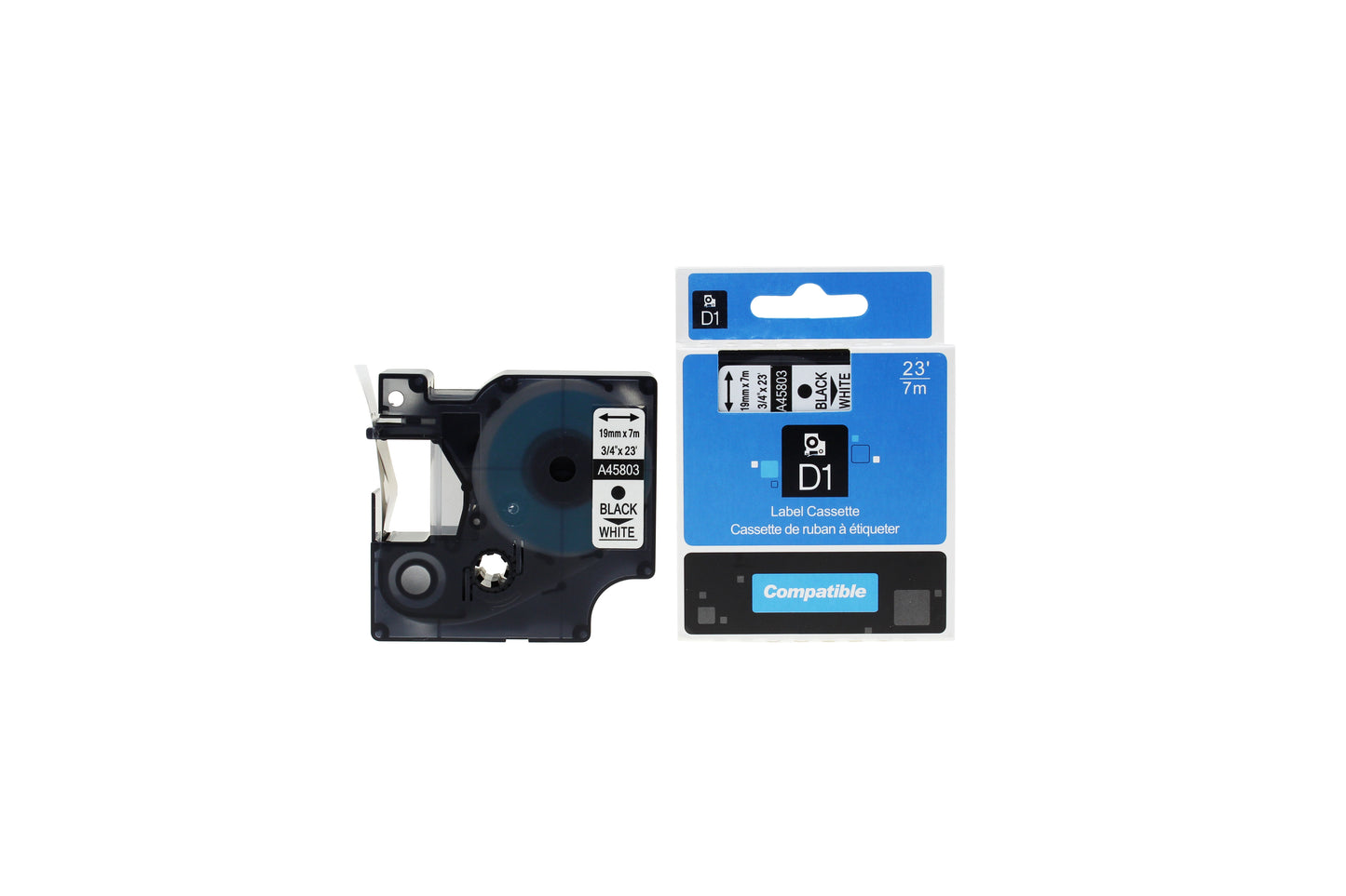 Compatible Dymo 45803 S0720830 Labelling Tape Cassette Black on White