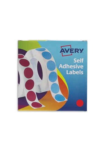 Avery Labels in Dispenser Round 19mm Diameter Red (Pack 1120 Labels) 24-506