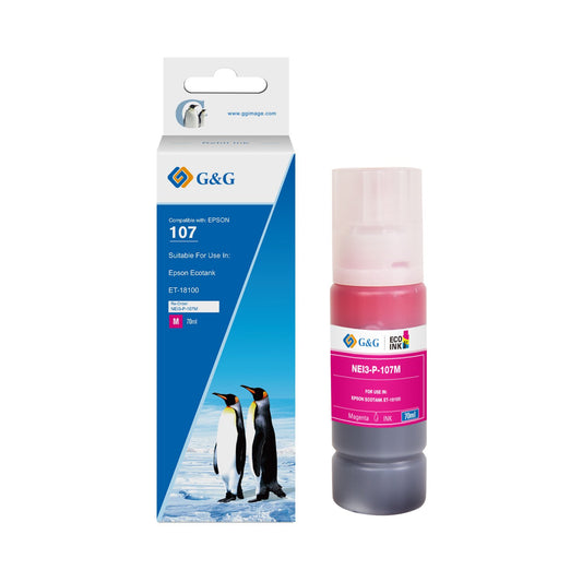 Comp Epson G+G 107 Magenta Ink Bottle C13T09B340 70ml Ink 7200 Pages