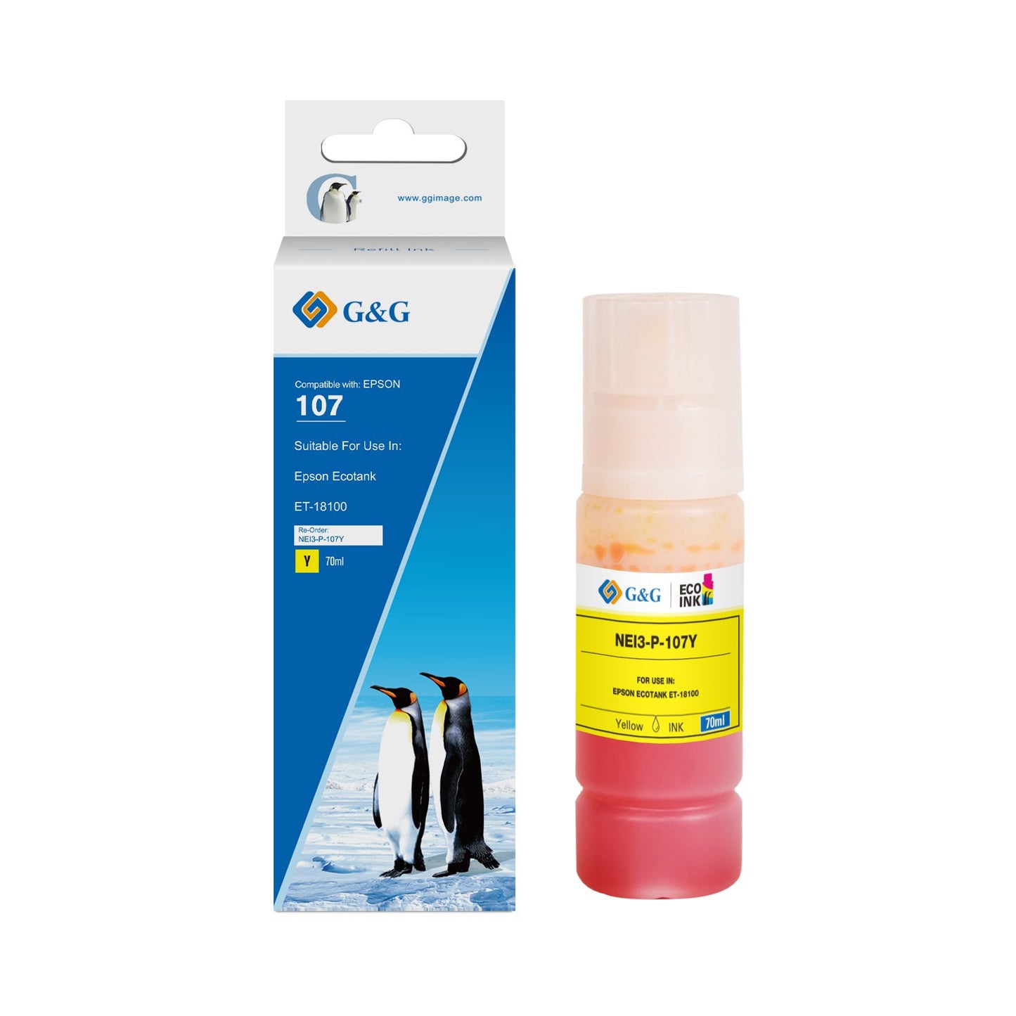 Comp Epson G+G 107 Yellow Ink Bottle C13T09B440 70ml Ink 7200 Pages