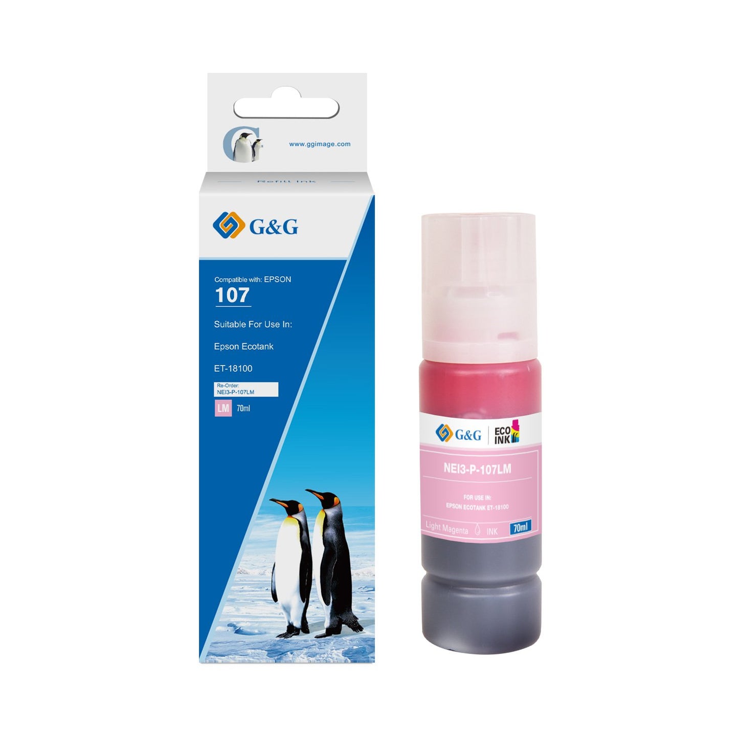 Comp Epson G+G 107 Light Magenta Ink Bottle C13T09B640 70ml Ink 7200 Pages