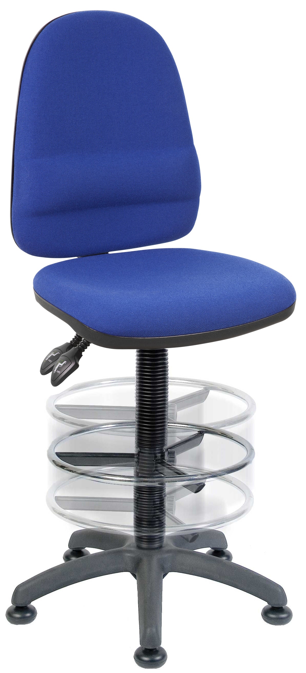Ergo Twin Deluxe Draughter High Back Fabric Operator Office Chair with Height Adjustable Arms Blue - 2900BLU/1164/0280 DD