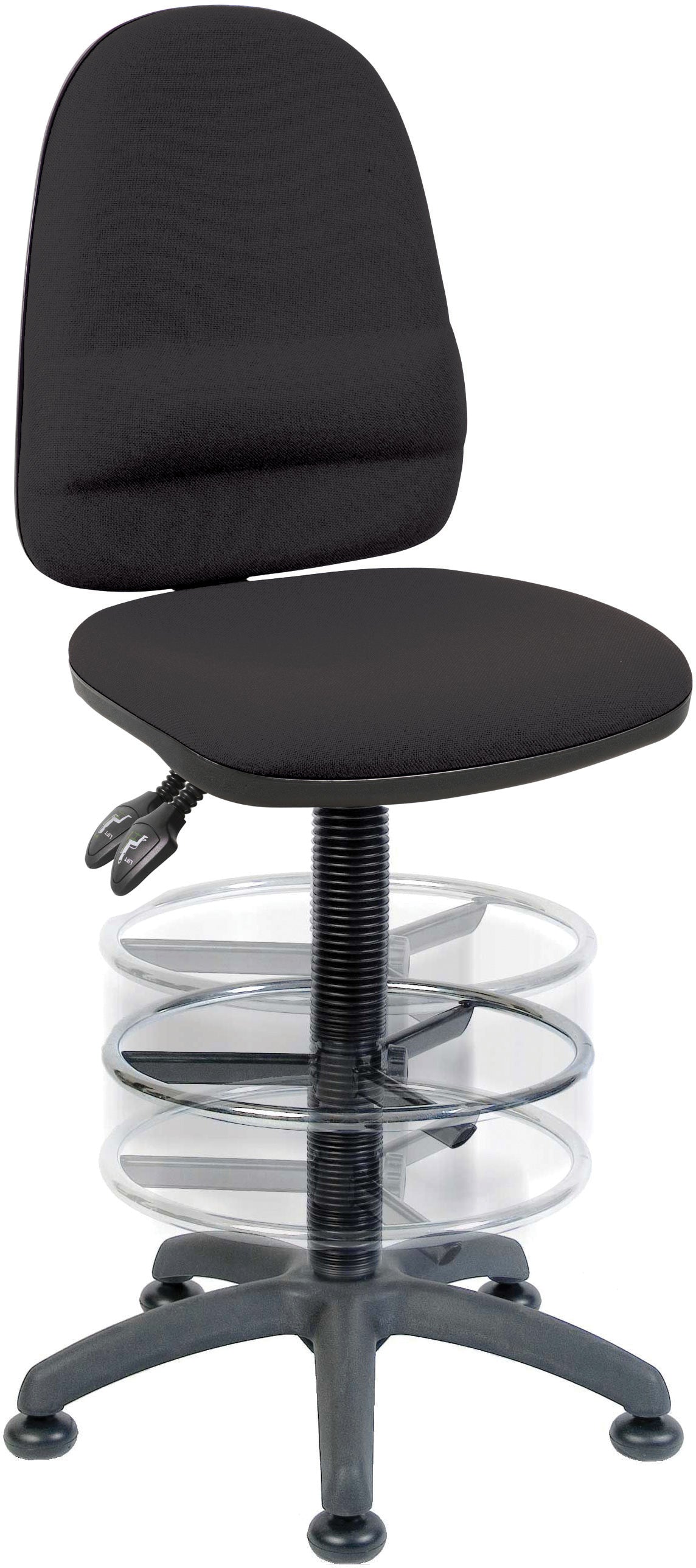 Ergo Twin Deluxe Draughter High Back Fabric Operator Office Chair with Height Adjustable Arms Black - 2900BLK/1164/0280 DD