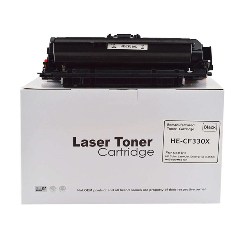 Reman HP M651 CF330X Hi Yield Black Toner also for 654X