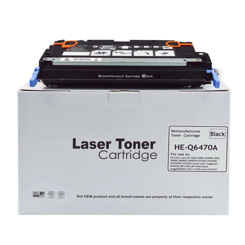 Remanufactured HP Laserjet 3600 Black Q6470A Toner also for Canon 711 EP711BK 1660B002AA