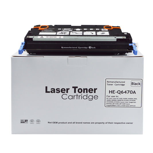 Remanufactured HP Laserjet 3600 Black Q6470A Toner also for Canon 711 EP711BK 1660B002AA