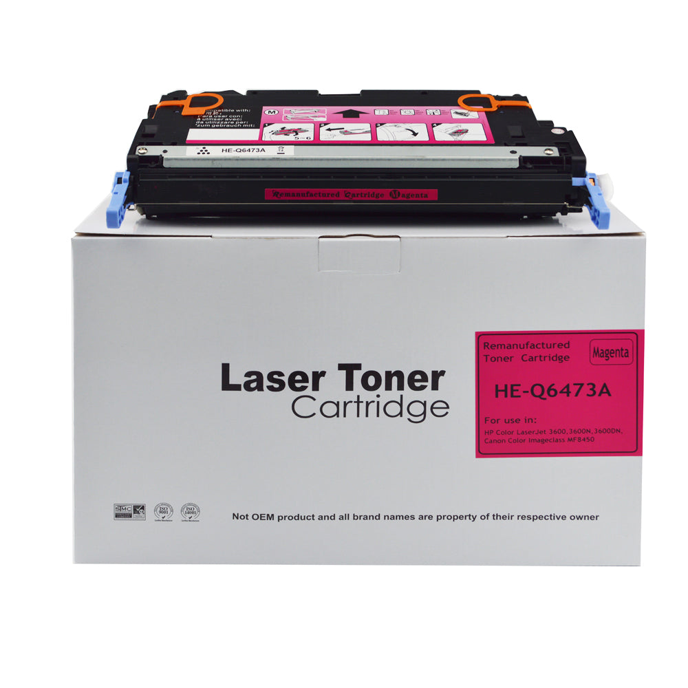 Remanufactured HP Laserjet 3600 Magenta Q6473A Toner also for Canon 711 EP711M 1658B002AA