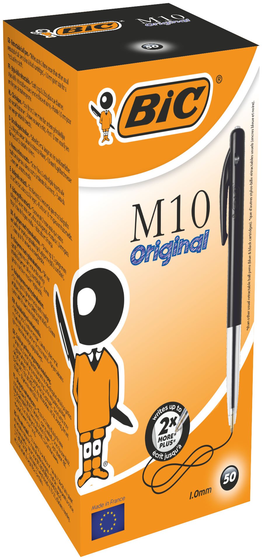BIC M10 Clic Retractable Medium 10mm Black Pack of 50