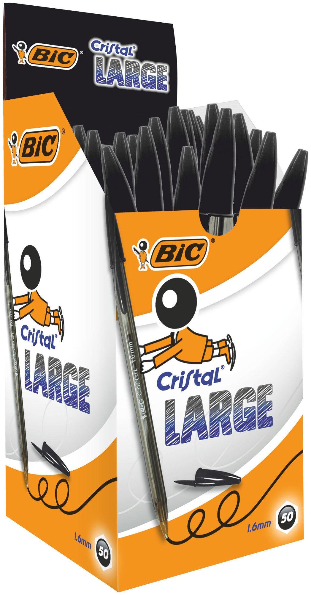 BIC Cristal Black Large Ballpoint Pen Pack of 50
