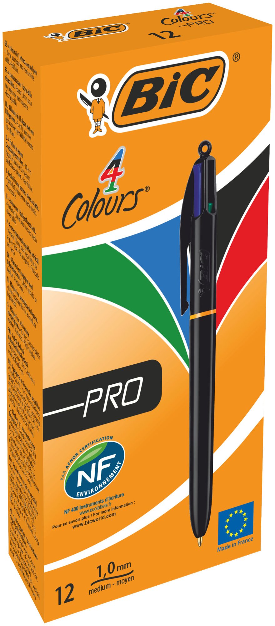 BIC 4 Colours Black Barrel Pro Ball Pen