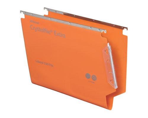 Rexel Crystalfile Extra 330 Foolscap Lateral Suspension File Polypropylene 30mm Orange (Pack 25) 3000125 DD image 0