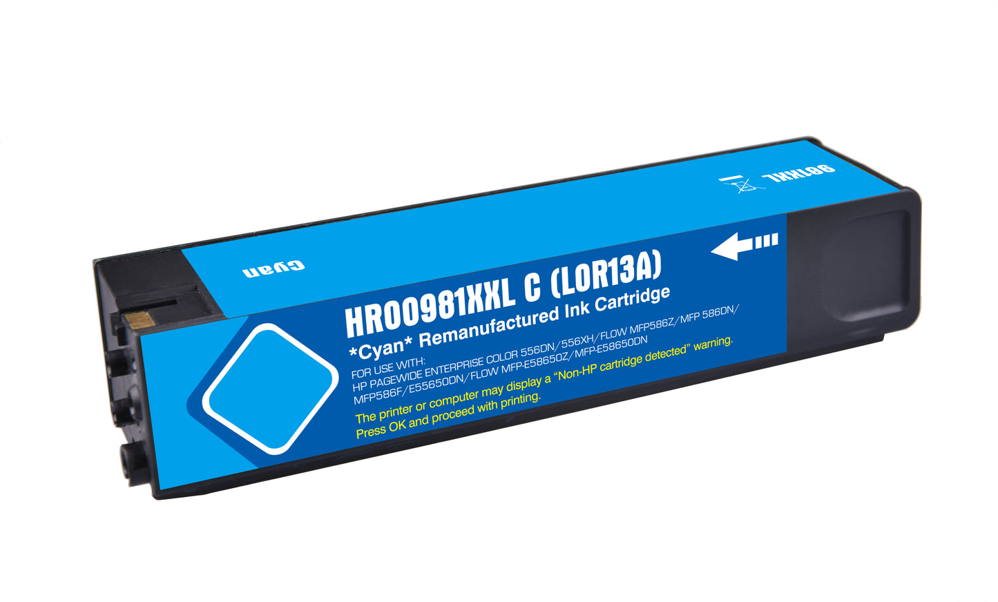 Reman HP G+G 981Y Extra Hi Cap Cyan Ink Ctg L0R13A HP 981Y