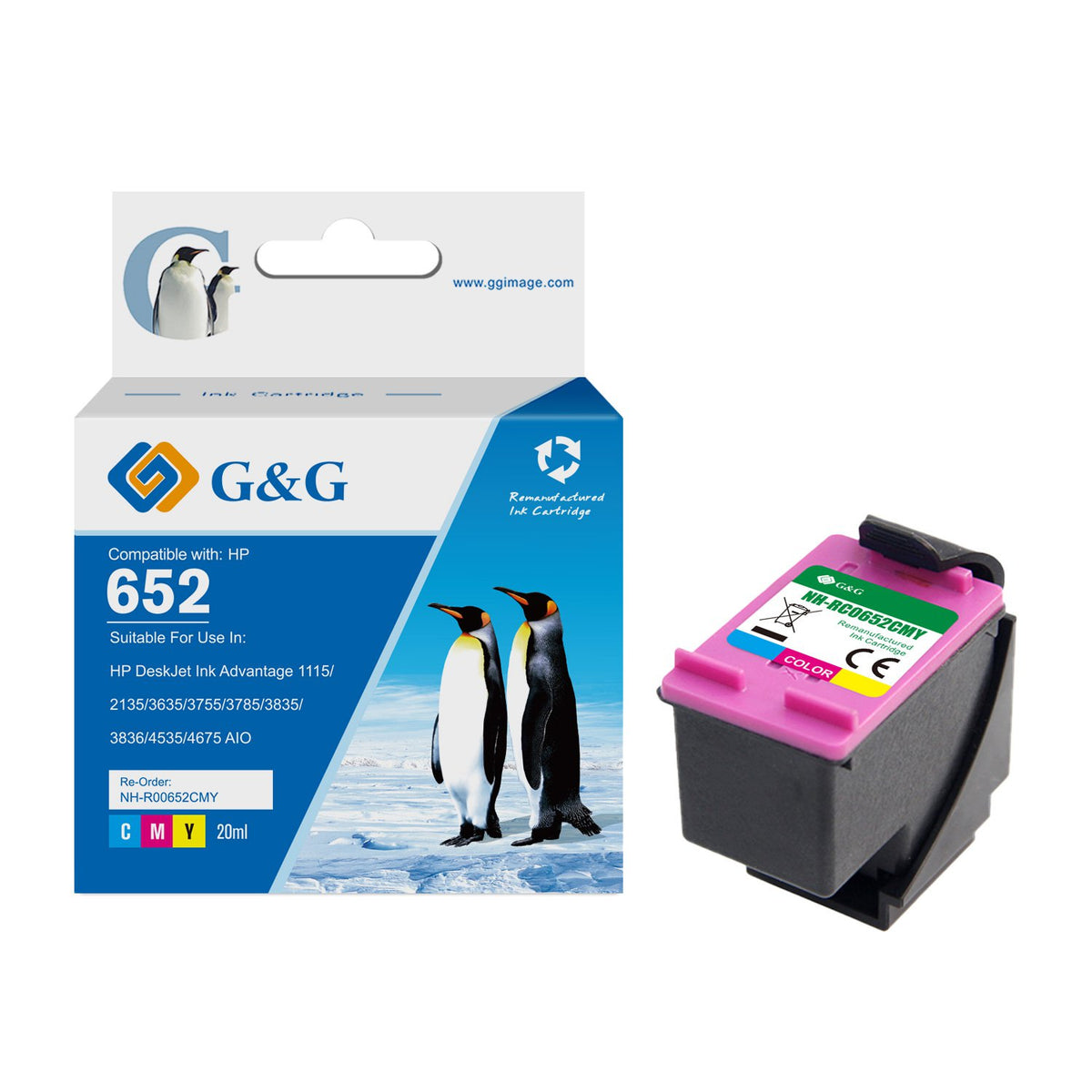 Remanufactured HP 652 Tri-Colour IC F6V24AE