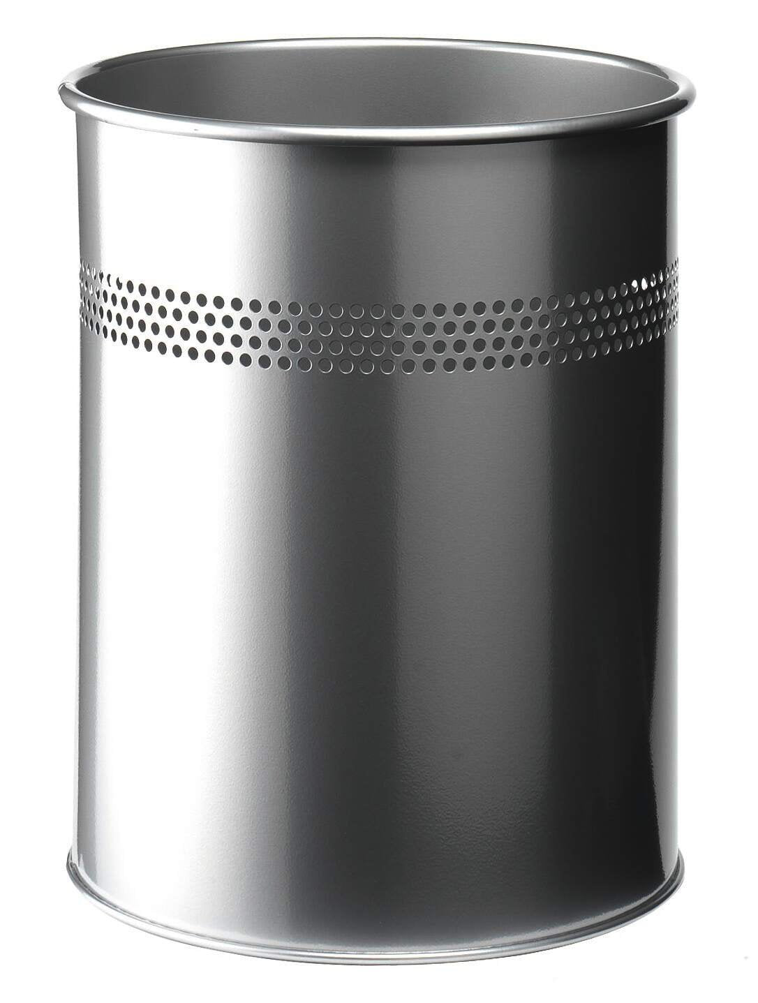 Durable Perforated Waste Bin 15L Silver