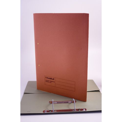 Guildhall Transfer Spring Transfer Pocket File Manilla Foolscap 315gsm Orange (Pack 25) - 349-ORGZ