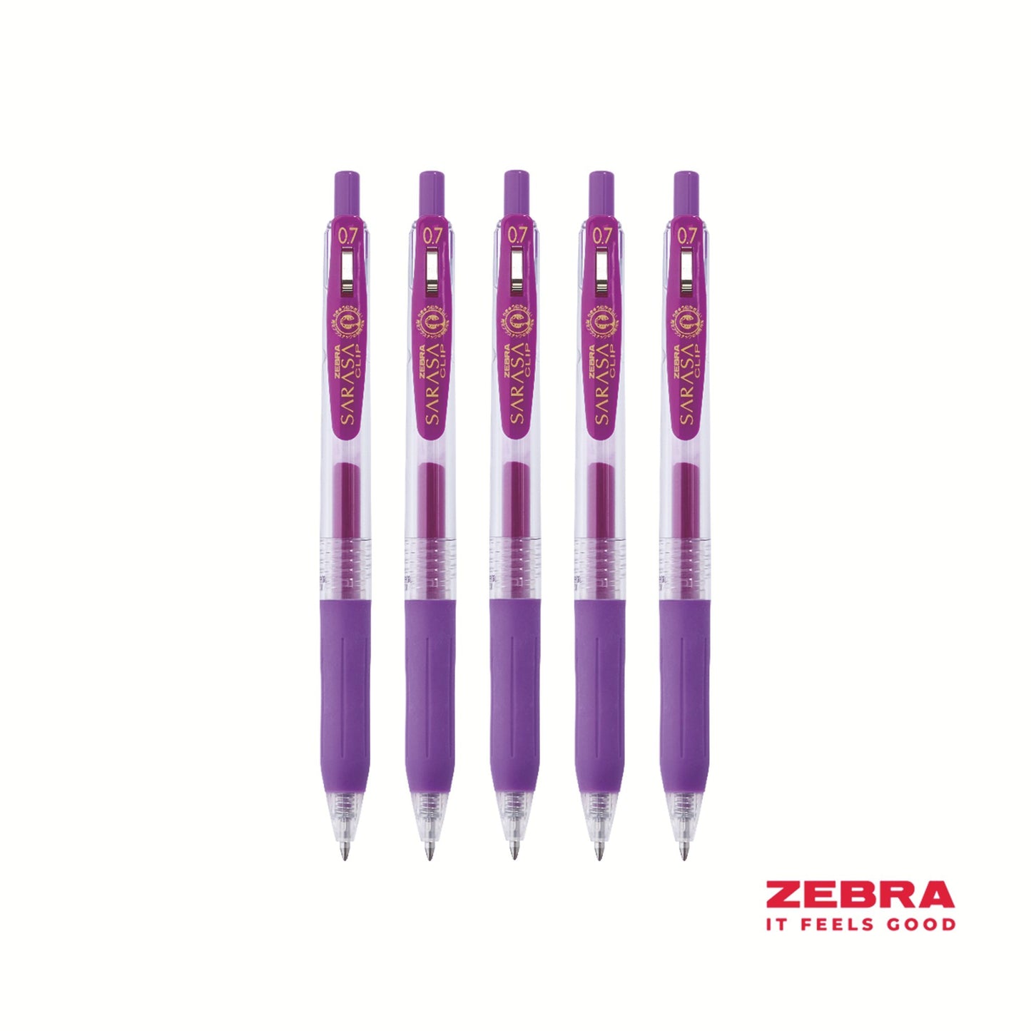 Zebra Eco SARASA Gel Retractable Rollerball CLIP 0.7mm Pen Violet Ink Box 12