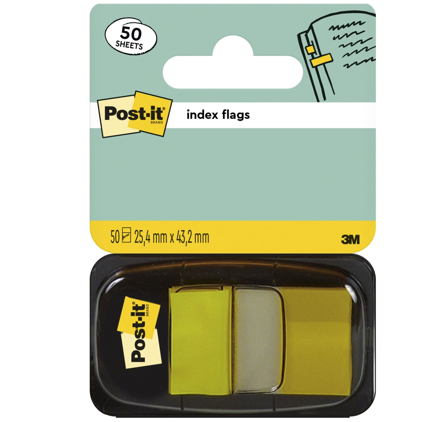 Post-it Index Flags, Medium, Yellow, 25.