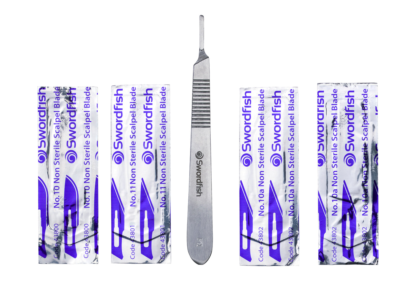 Swordfish Pro Scalpel No 3 Handle with 4 Blades Silver - 43110