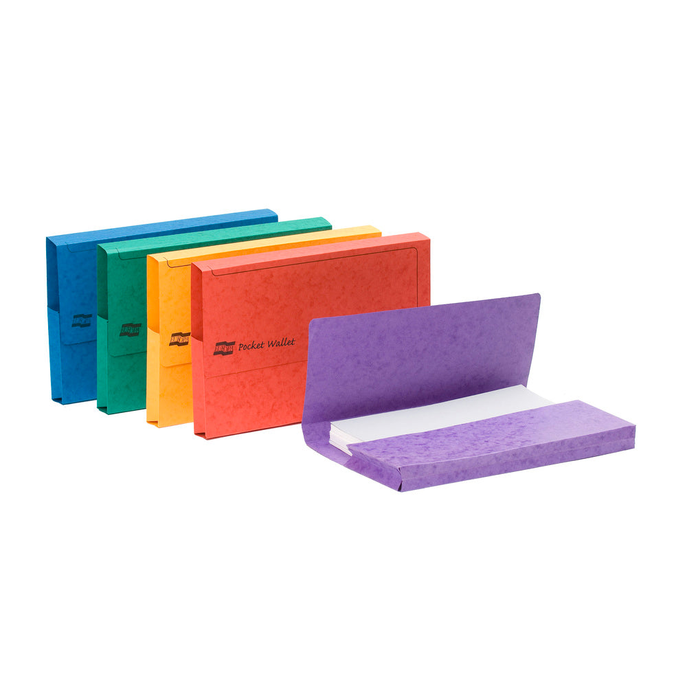 Exacompta Europa Document Wallet Manilla Foolscap Half Flap 265gsm Assorted (Pack 25) 4790Z