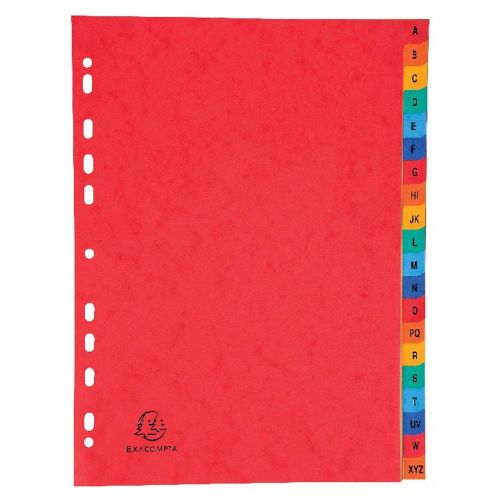 Exacompta Index A-Z A4 225gsm Pressboard Assorted Colours - 4803Z
