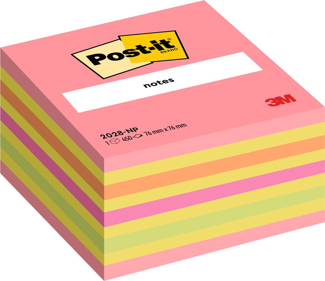 Post-it® Notes Cube Assorted Colours 76 mm x 76 mm 450 Sheets/Pad 1 Pad/Pack 100% PEFC SGSCH-PEFC-COC-110078