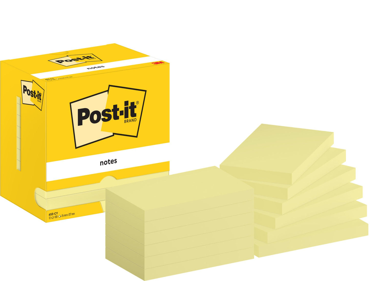 Post-it Notes, Canary Yellow, 76 mm x 12