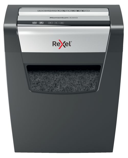 Rexel Momentum X410 Cross Cut Shredder 23 Litre 10 Sheet Black 2104571