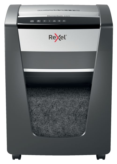 Rexel Momentum X420 Cross Cut Shredder 30 Litre 20 Sheet Black 2104578 DD