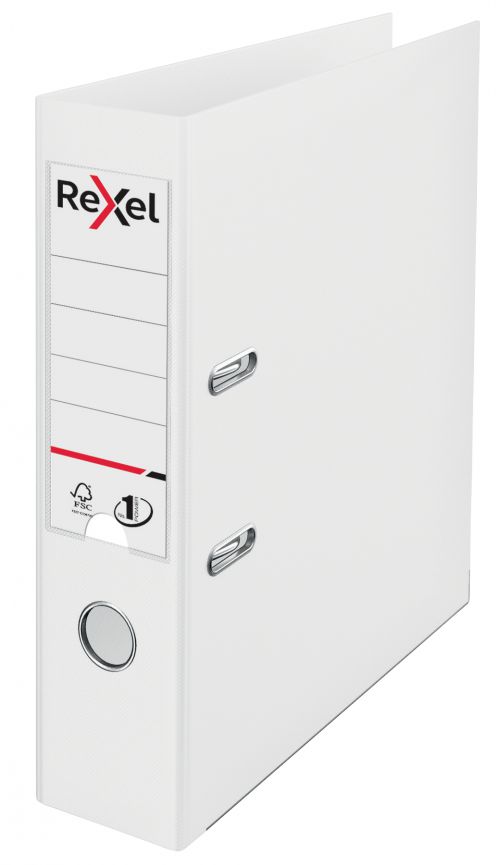 Rexel Choices Lever Arch File Polypropylene A4 75mm Spine Width White (Pack 10) 2115502