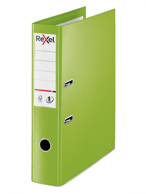 Rexel Choices Lever Arch File Polypropylene Foolscap 75mm Spine Width Green (Pack 10) 2115514