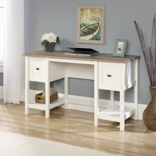 Shaker Style Home Office Desk White with Lintel Oak Finish - 5418072 DD