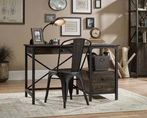 Steel Gorge Wrought Iron Style Home Office Desk Carbon Oak - 5423912 DD