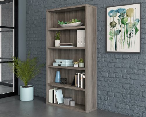 Affiliate 5 Shelf Bookcase W884 x D288 x H1676mm Hudson Elm Finish - 5427457 DD