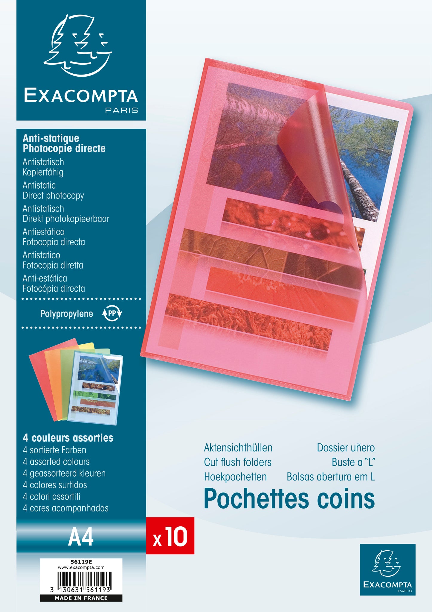 ValueX Cut Flush Folder A4 Grain Polypropylene Assorted (Pack 10) 56119E