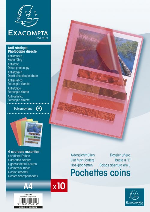ValueX Cut Flush Folder A4 Grain Polypropylene Assorted (Pack 10) 56119E