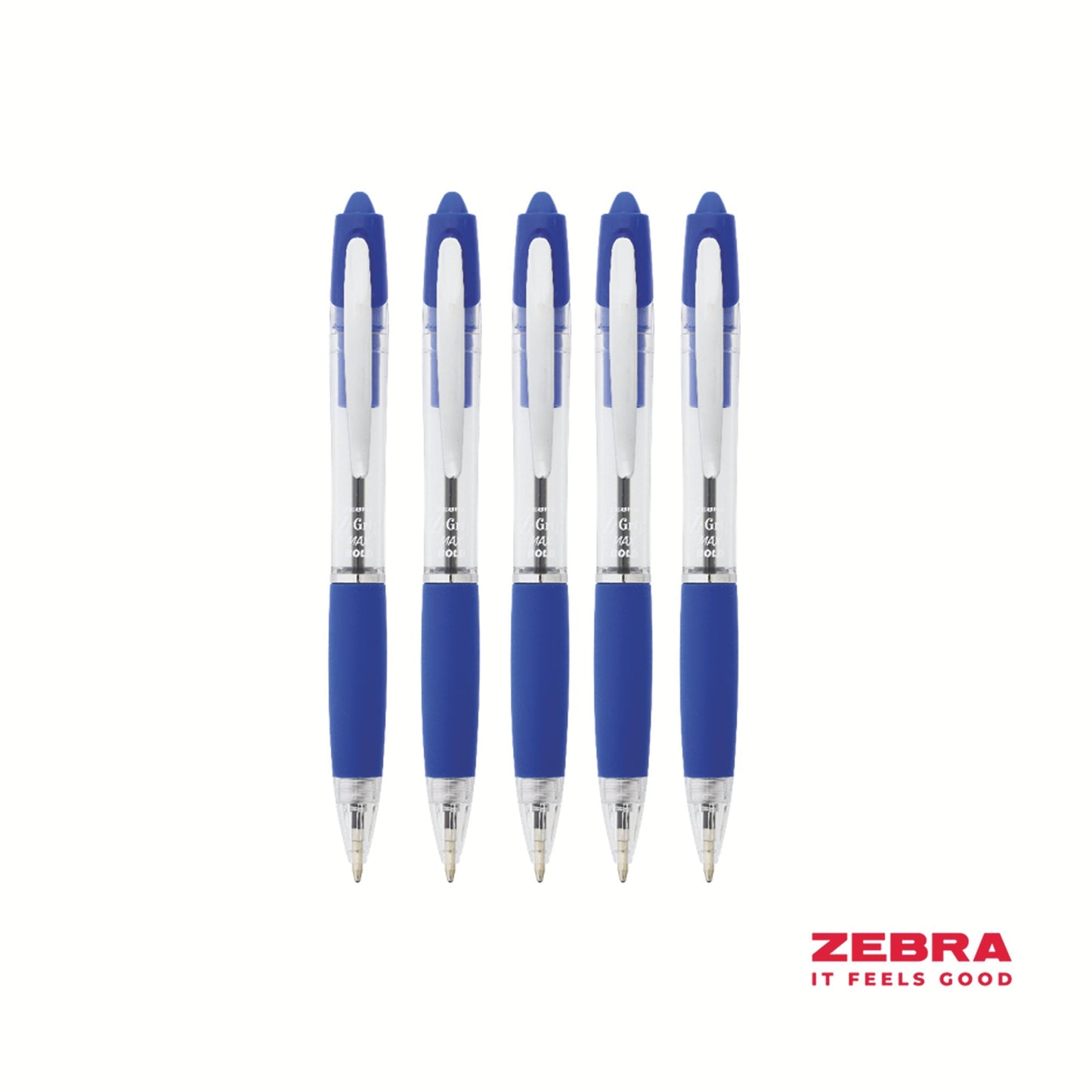 Zebra Z-Grip Max Retractable Ballpoint Pen Blue Ink Box 12
